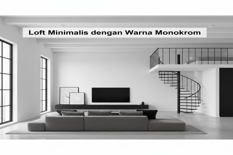 Loft Minimalis dengan Warna Monokrom