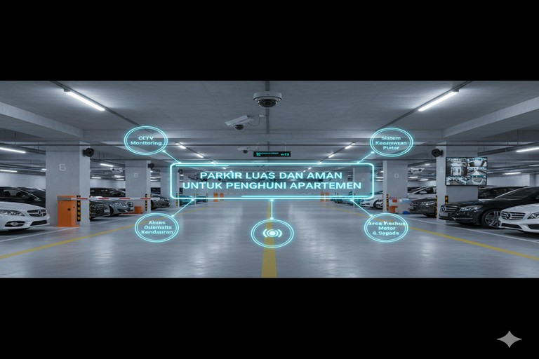 Parkir Luas dan Aman untuk Penghuni Apartemen