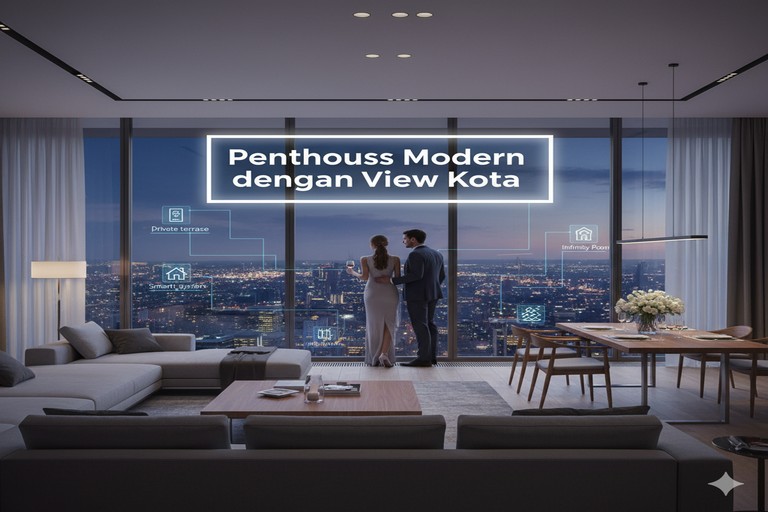 Penthouse Modern dengan View Kota