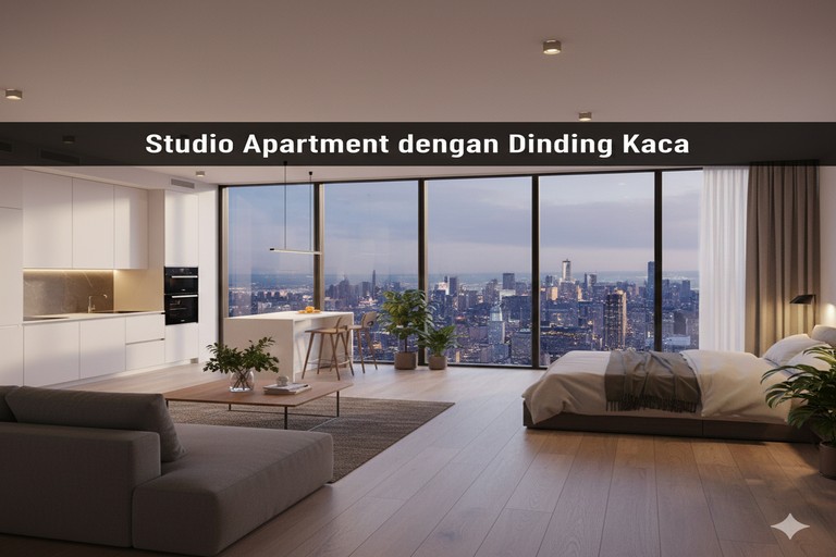 Studio Apartment dengan Dinding Kaca