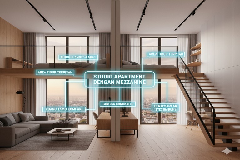 Studio Apartment dengan Mezzanine