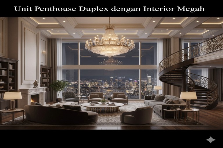Unit Penthouse Duplex dengan Interior Megah