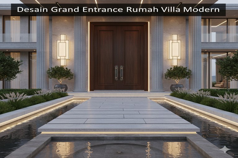 Desain Grand Entrance Rumah Villa Modern