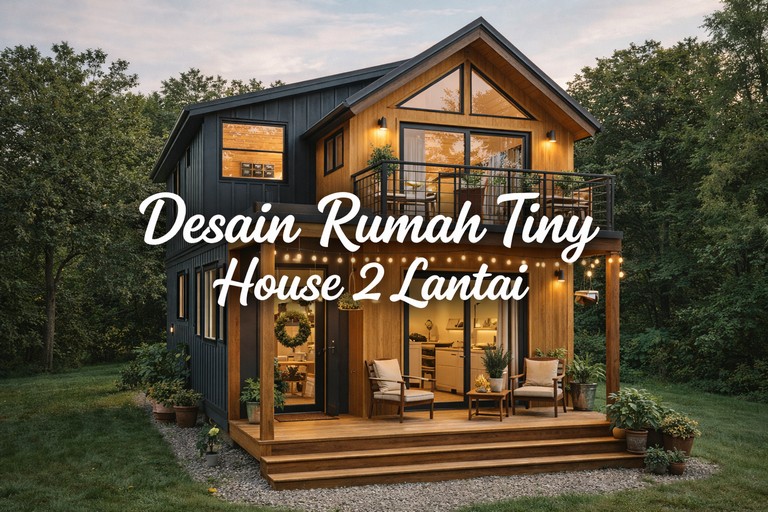 Desain Rumah Tiny House 2 Lantai