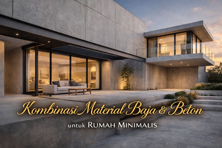 Kombinasi Material Baja & Beton untuk Rumah Minimalis