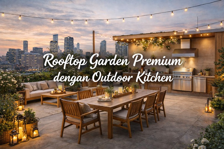 Rooftop Garden Premium dengan Outdoor Kitchen