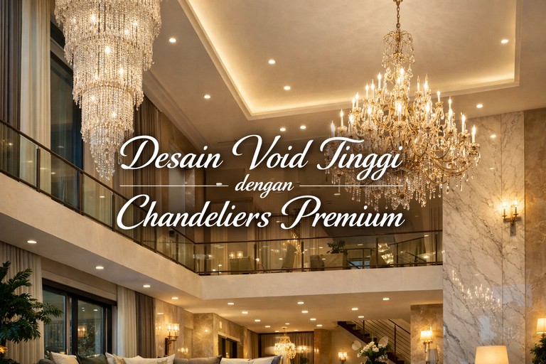 Desain Void Tinggi dengan Chandeliers Premium