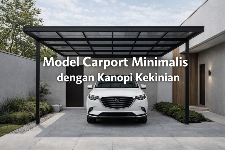 Model Carport Minimalis dengan Kanopi Kekinian